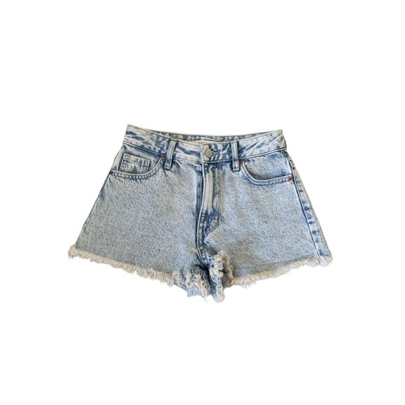 PACSUN Light Wash Distressed High Rise Denim Shorts Size 22 - Picture 6 of 8